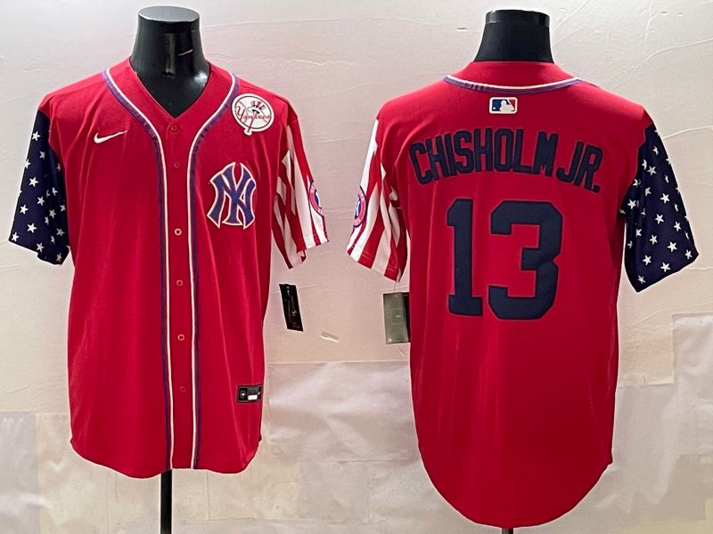 Men New York Yankees #13 Chisholm jr Red a generation of national flags Jointly Name 2025 Nike MLB Jersey style 7->new york yankees->MLB Jersey